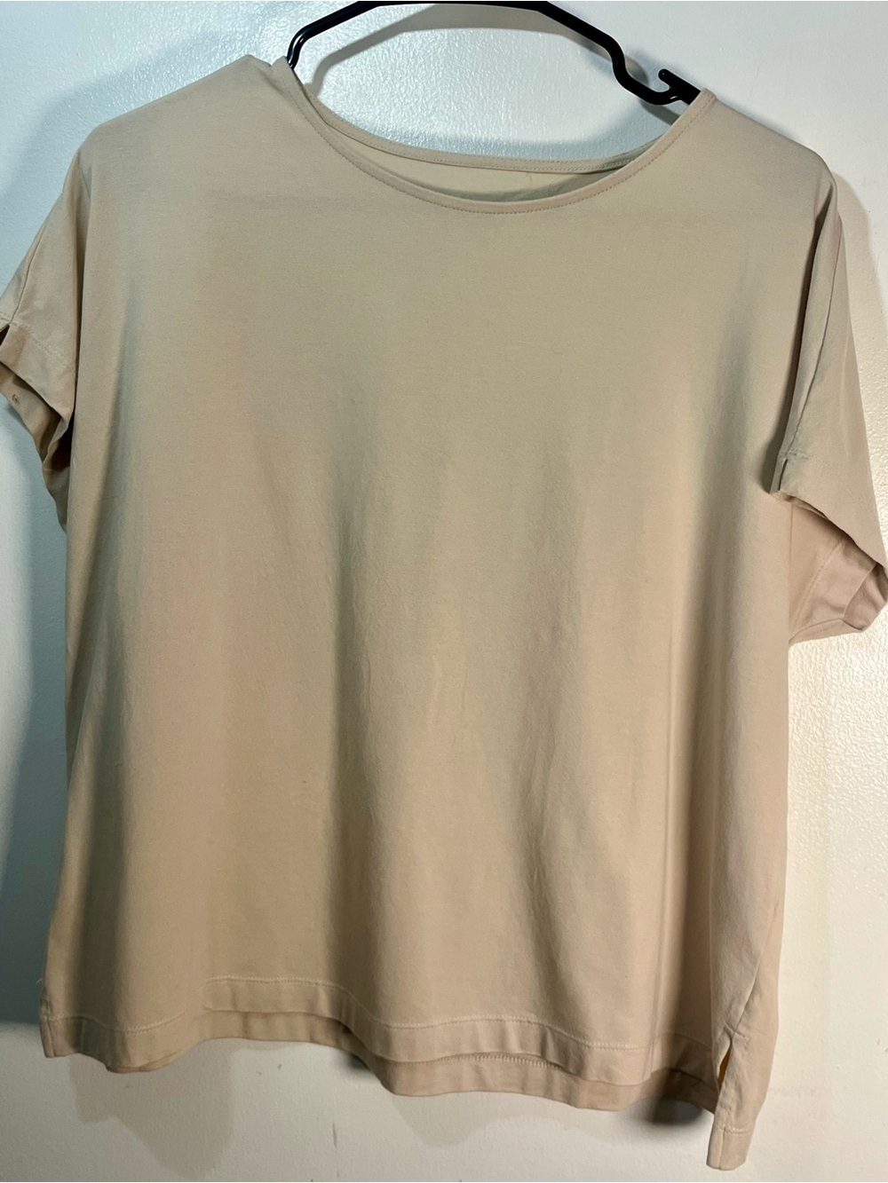 J. Jill Luxe Supima Relaxed Tee Women’s Medium Beige Short Sleeve
